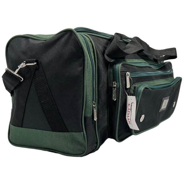 Дорожная сумка на шесть отделений, 45 л, черная с зеленым