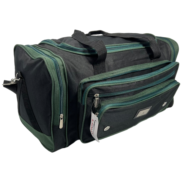 Дорожная сумка на шесть отделений, 45 л, черная с зеленым