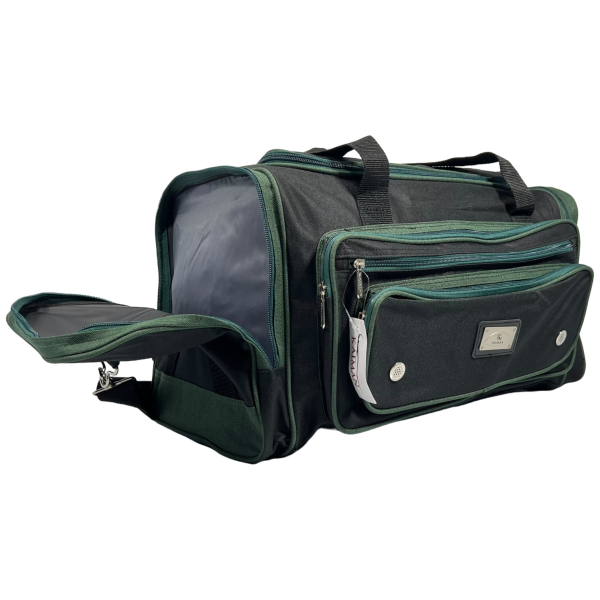 Дорожная сумка на шесть отделений, 45 л, черная с зеленым