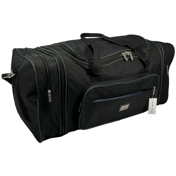 Дорожня сумка  на п'ять відділень, 85 л, чорна з зеленим