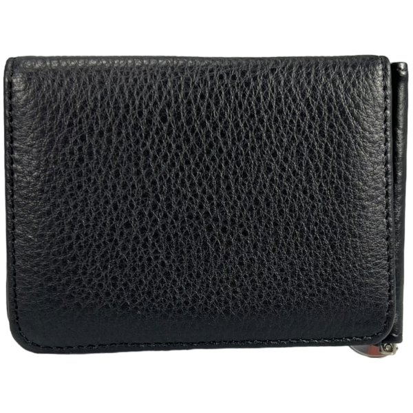 Компактний чоловічий гаманець-затискач з натуральної шкіри, чорний Компактний чоловічий гаманець-затискач з натуральної шкіри, чорний