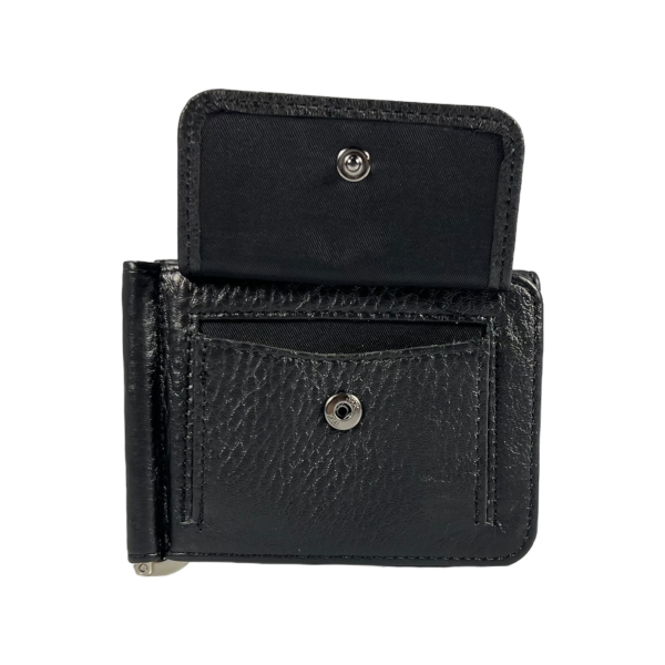 Компактний чоловічий гаманець-затискач з натуральної шкіри, чорний Компактний чоловічий гаманець-затискач з натуральної шкіри, чорний