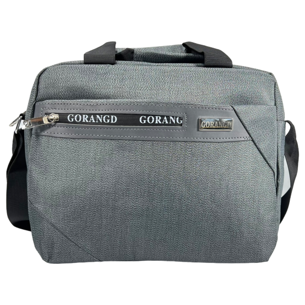 Вместительная мужская сумка через плечо на три отделения, 8 л, серая