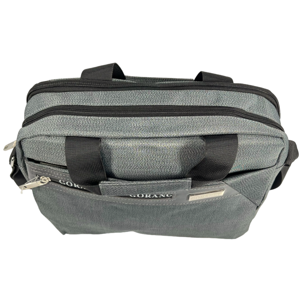 Вместительная мужская сумка через плечо на три отделения, 8 л, серая Вместительная мужская сумка через плечо на три отделения, 8 л, серая