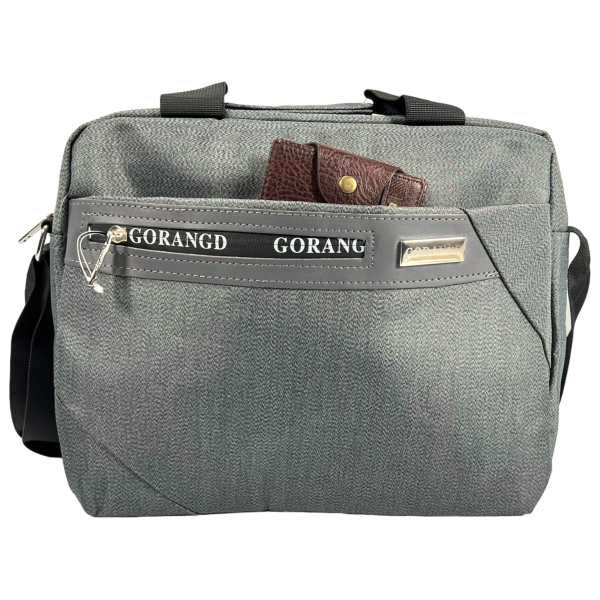 Вместительная мужская сумка через плечо на три отделения, 8 л, серая Вместительная мужская сумка через плечо на три отделения, 8 л, серая