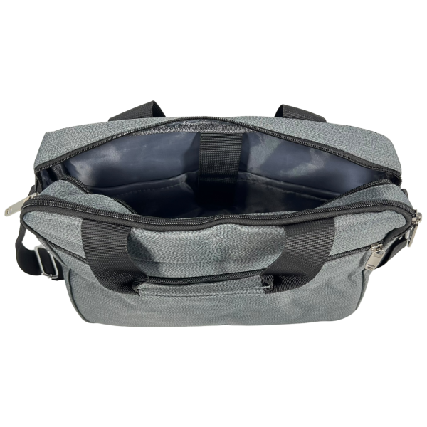 Вместительная мужская сумка через плечо на три отделения, 8 л, серая Вместительная мужская сумка через плечо на три отделения, 8 л, серая