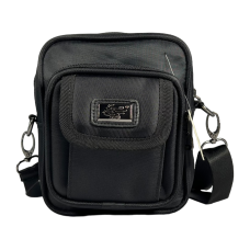Сумка через плечо на четыре отделения, съемный ремень, текстиль, мужская, черная