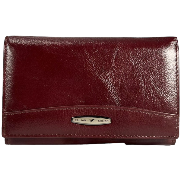Женский кошелек из натуральной кожи, с кнопочной застежкой, цвет кримсон