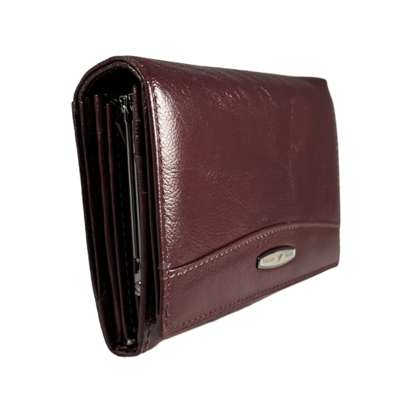 Женский кошелек из натуральной кожи, с кнопочной застежкой, цвет кримсон