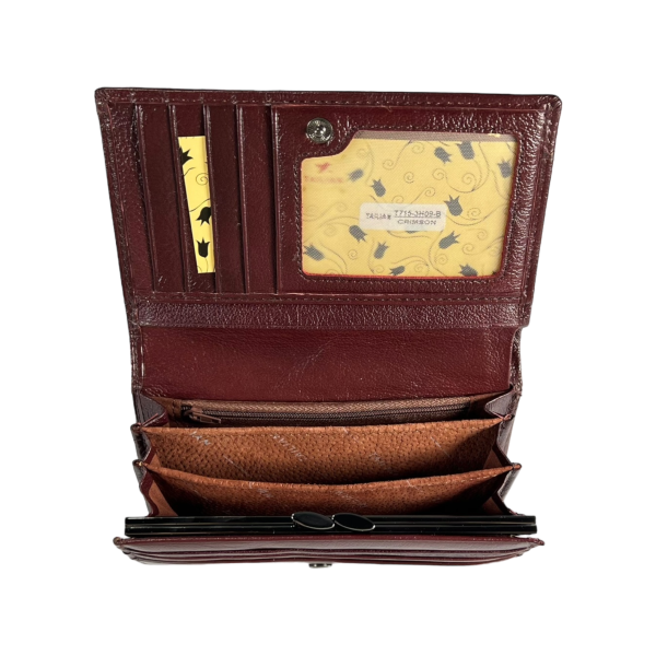 Женский кошелек из натуральной кожи, с кнопочной застежкой, цвет кримсон