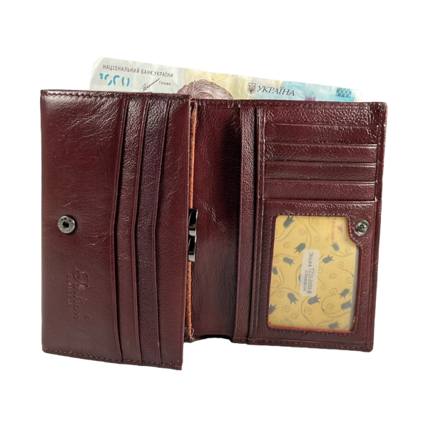 Женский кошелек из натуральной кожи, с кнопочной застежкой, цвет кримсон