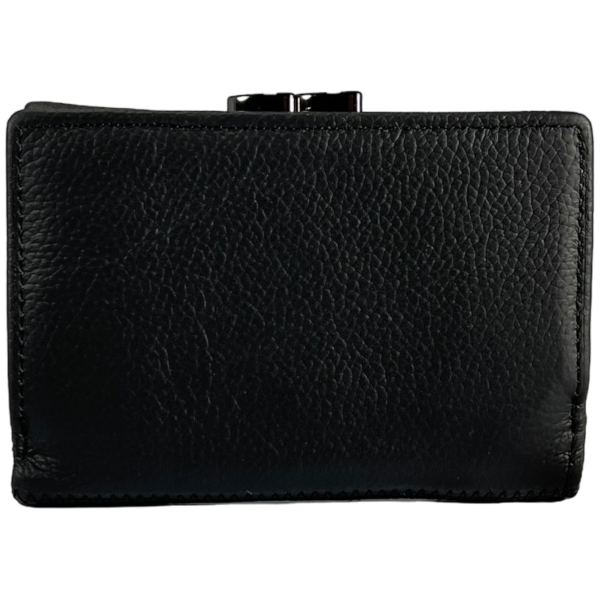 Кошелек кожаный, черный, с кнопочной застежкой, 3 отделения для купюр