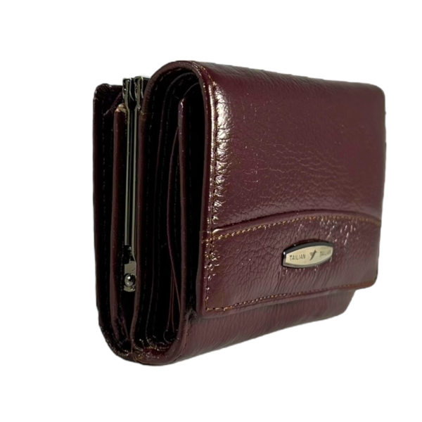 Женский кошелек кожаный, с кнопочной застежкой, цвет кримсон