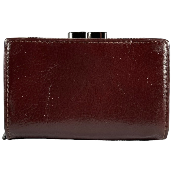 Женский кошелек кожаный, с кнопочной застежкой, цвет кримсон