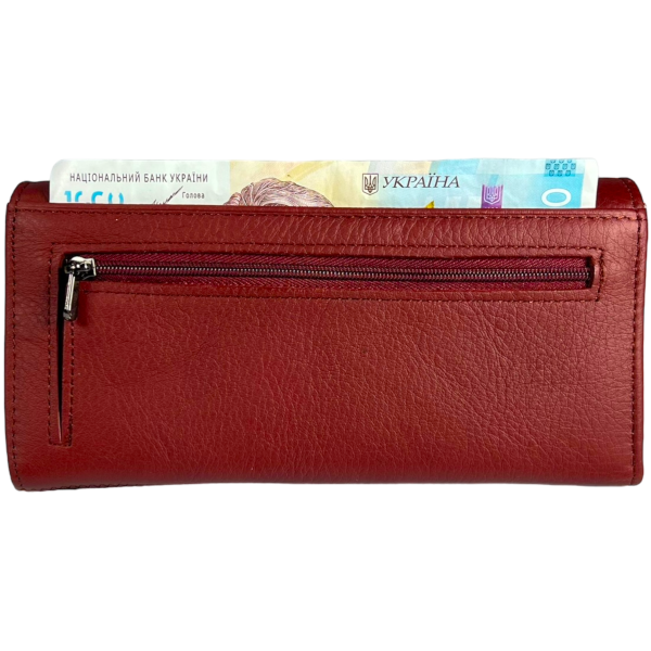 Кожаный женский кошелек с кнопочной застежкой
