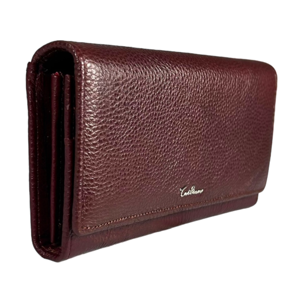 Компактний жіночий гаманець шкіряний, з кнопковою застібкою, колір крімсон Компактний жіночий гаманець шкіряний, з кнопковою застібкою, колір крімсон