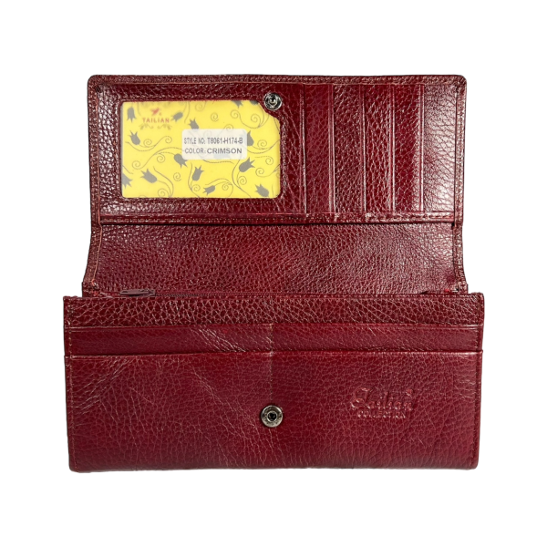 Компактний жіночий гаманець шкіряний, з кнопковою застібкою, колір крімсон Компактний жіночий гаманець шкіряний, з кнопковою застібкою, колір крімсон