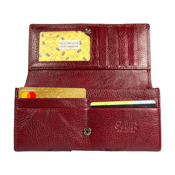 Компактний жіночий гаманець шкіряний, з кнопковою застібкою, колір крімсон Компактний жіночий гаманець шкіряний, з кнопковою застібкою, колір крімсон