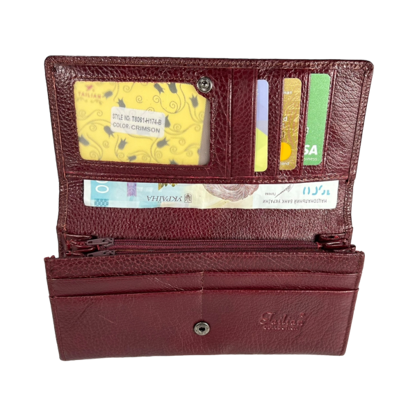 Компактний жіночий гаманець шкіряний, з кнопковою застібкою, колір крімсон Компактний жіночий гаманець шкіряний, з кнопковою застібкою, колір крімсон