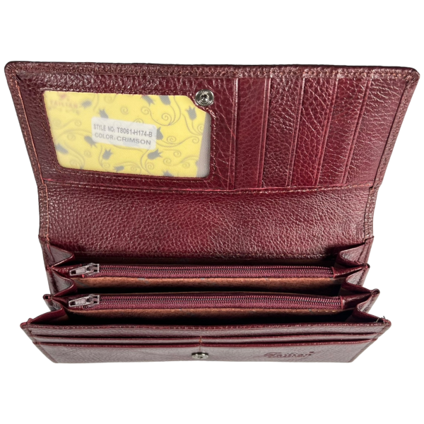 Компактний жіночий гаманець шкіряний, з кнопковою застібкою, колір крімсон Компактний жіночий гаманець шкіряний, з кнопковою застібкою, колір крімсон