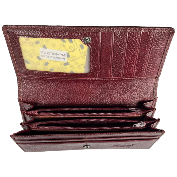Компактний жіночий гаманець шкіряний, з кнопковою застібкою, колір крімсон Компактний жіночий гаманець шкіряний, з кнопковою застібкою, колір крімсон