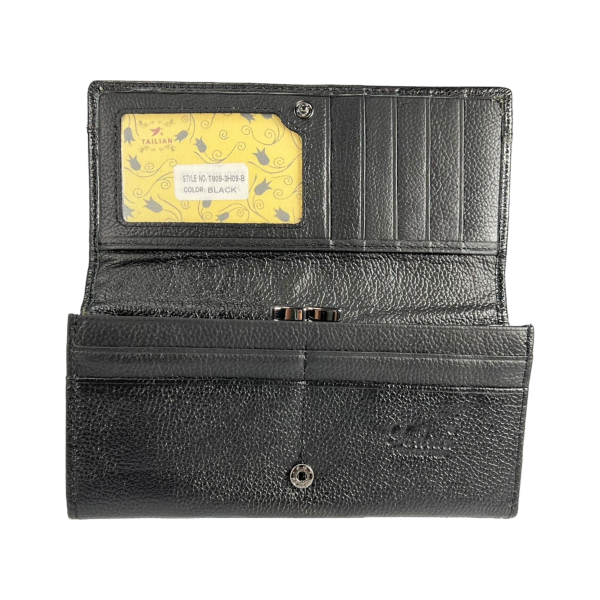 Современный женский кошелек, черный, с кнопочной застежкой