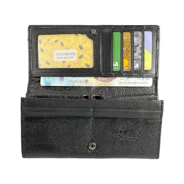 Современный женский кошелек, черный, с кнопочной застежкой