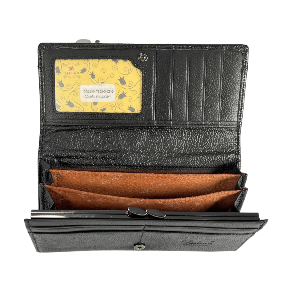 Современный женский кошелек, черный, с кнопочной застежкой