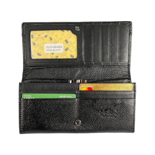 Современный женский кошелек, черный, с кнопочной застежкой