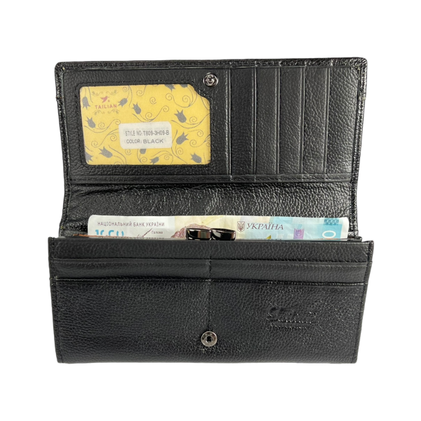 Современный женский кошелек, черный, с кнопочной застежкой