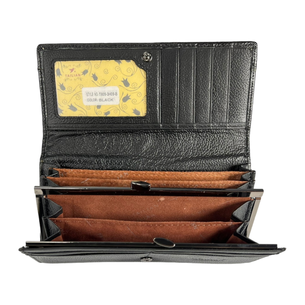 Современный женский кошелек, черный, с кнопочной застежкой