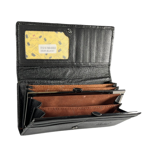 Современный женский кошелек, черный, с кнопочной застежкой