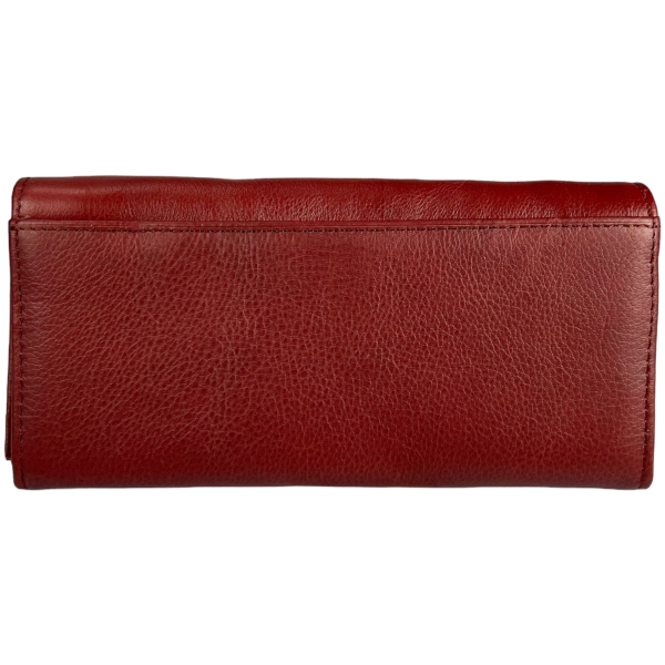 Стильный кошелек кожаный, красный, с кнопочной застежкой, 9 отделений для купюр Стильный кошелек кожаный, красный, с кнопочной застежкой, 9 отделений для купюр