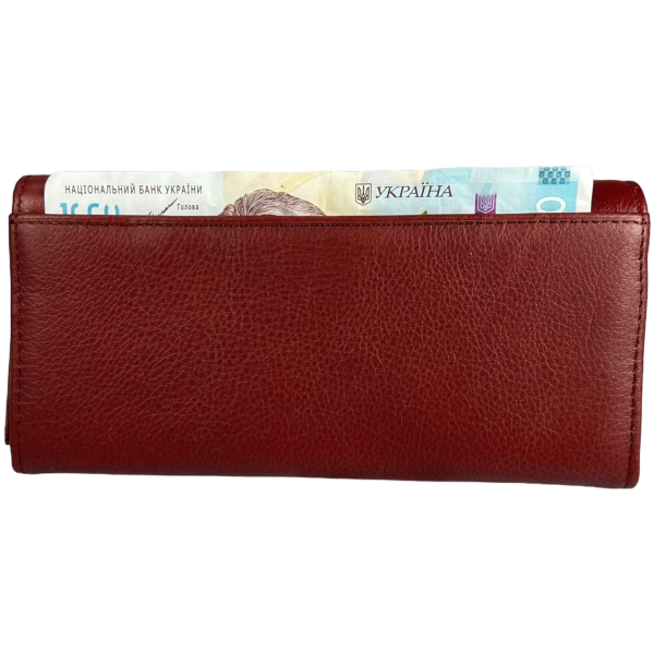 Стильный кошелек кожаный, красный, с кнопочной застежкой, 9 отделений для купюр Стильный кошелек кожаный, красный, с кнопочной застежкой, 9 отделений для купюр