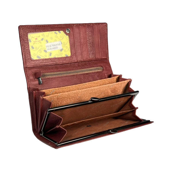 Стильный кошелек кожаный, красный, с кнопочной застежкой, 9 отделений для купюр Стильный кошелек кожаный, красный, с кнопочной застежкой, 9 отделений для купюр