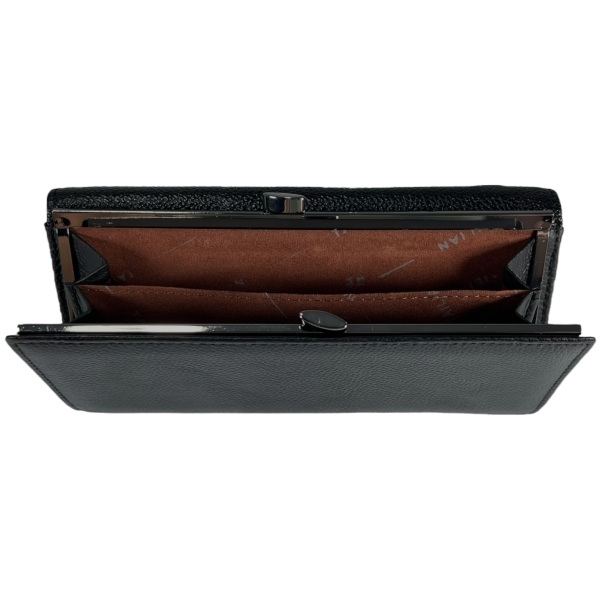 Кошелек из натуральной кожи Tailian черный, с кнопочной застежкой