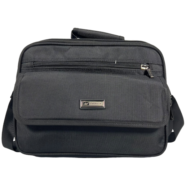 Сумка через плечо на четыре отделения, 17 л, дополнительные ручки для переноса, черная