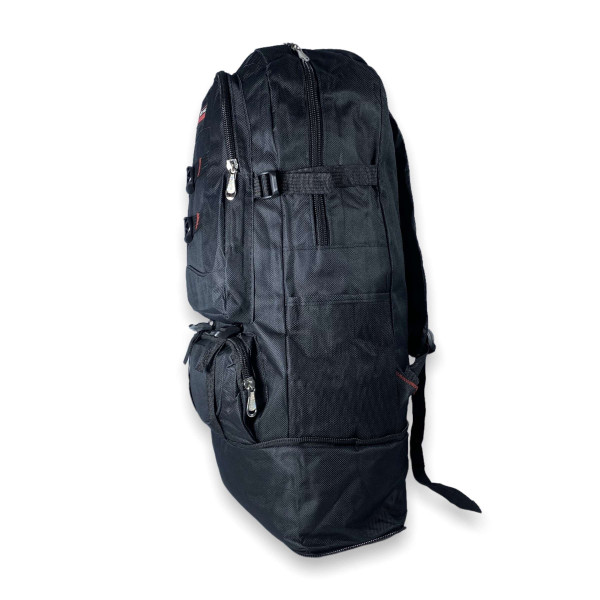 Рюкзак туристический на 35 л с расширением, один отдел, 3 фронтальных кармана, черный