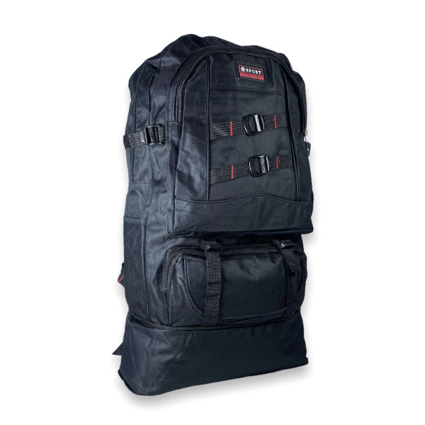 Рюкзак туристический на 35 л с расширением, один отдел, 3 фронтальных кармана, черный