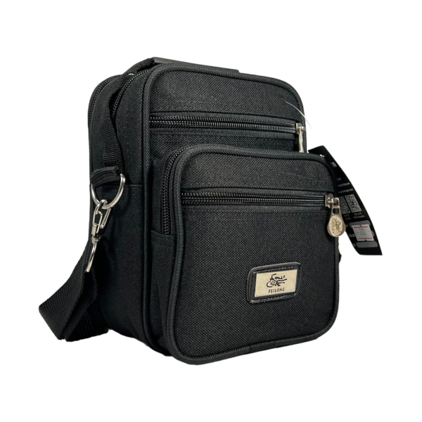 Функцональна сумка через плече на п'ять відділень, фронтальні кишені, 2 л, чорна Функцональна сумка через плече на п'ять відділень, фронтальні кишені, 2 л, чорна