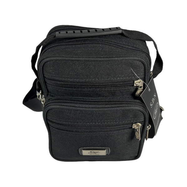 Функцональна сумка через плече на п'ять відділень, фронтальні кишені, 2 л, чорна Функцональна сумка через плече на п'ять відділень, фронтальні кишені, 2 л, чорна