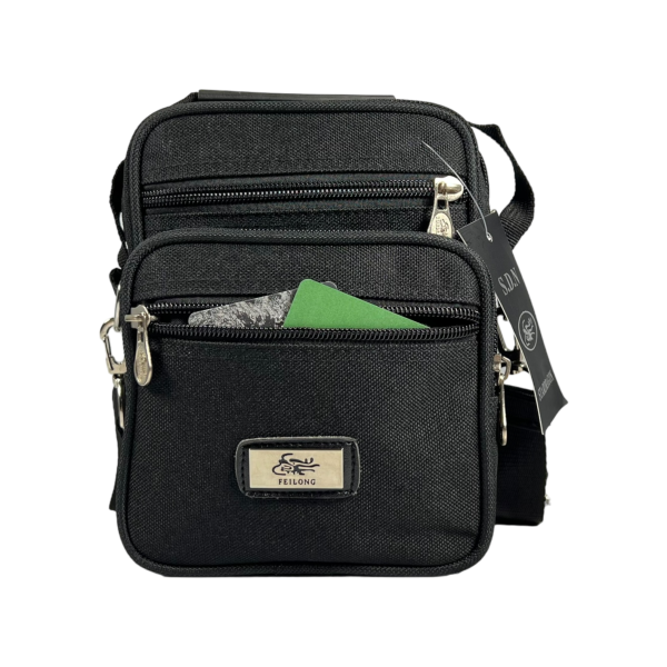 Функцональна сумка через плече на п'ять відділень, фронтальні кишені, 2 л, чорна Функцональна сумка через плече на п'ять відділень, фронтальні кишені, 2 л, чорна