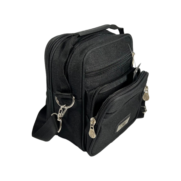 Функцональна сумка через плече на п'ять відділень, фронтальні кишені, 2 л, чорна Функцональна сумка через плече на п'ять відділень, фронтальні кишені, 2 л, чорна