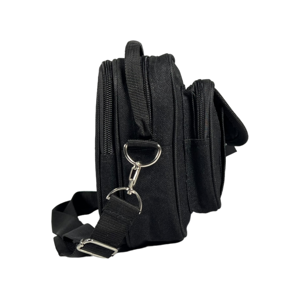 Компактная и практичная сумка через плечо на четыре отделения, крепкая, черная Компактная и практичная сумка через плечо на четыре отделения, крепкая, черная