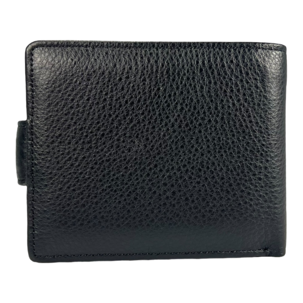 Классический мужской кошелек из натуральной кожи, 3 отдела для купюр, черный
