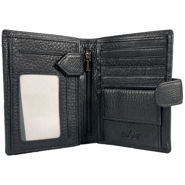 Чоловічий гаманець з натуральної шкіри, чорного кольору