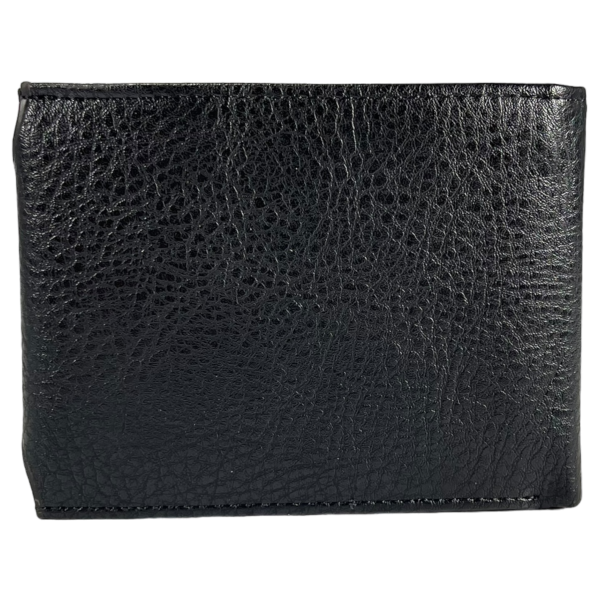 Мужской кошелек черного цвета с экокожи, застежка на кнопке Мужской кошелек черного цвета с экокожи, застежка на кнопке