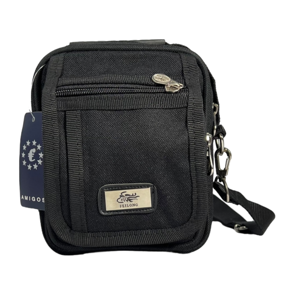 Компактная сумка через плечо на четыре отделения классического черного цвета