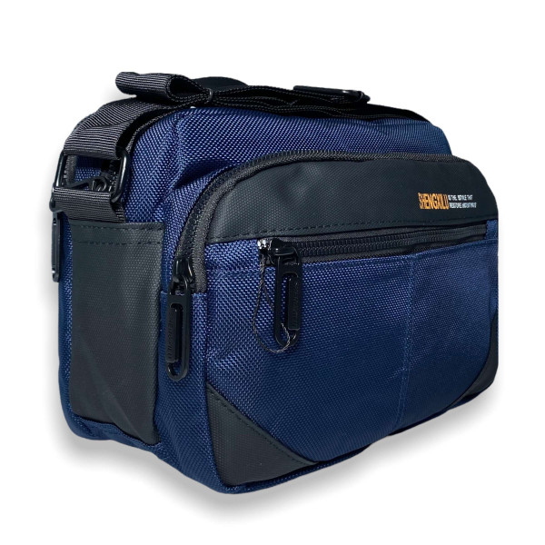 Сумка через плечо, мужская, три отдела, ручка, синяя Сумка через плечо, мужская, три отдела, ручка, синяя