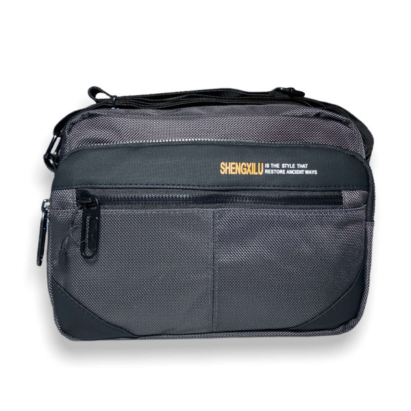 Сумка через плечо, мужская, три отдела, ручка, серая Сумка через плечо, мужская, три отдела, ручка, серая